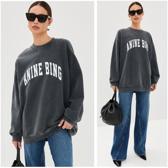 Anine Bing Tyler Crewneck Sweatshirt Oversized XS - Picture 1 of 8